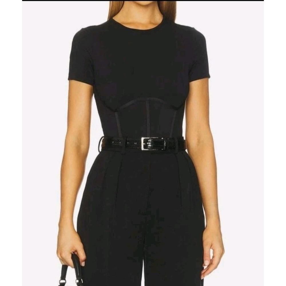 New Good American Women's Black Weightless Corset Bodysuit Size L Large NWT